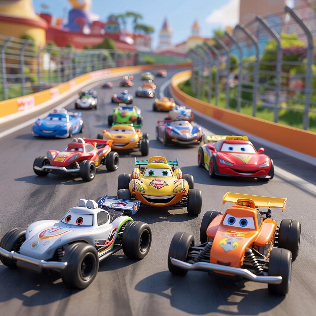 Interfaccia di personalizzazione auto RC con selezione colori, accessori e componenti speciali per veicoli unici